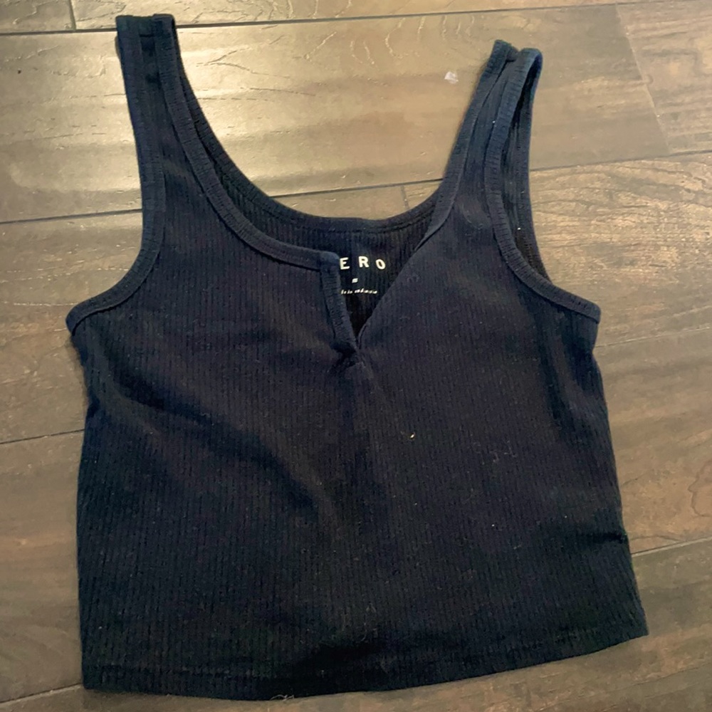 Black V-neck tank top